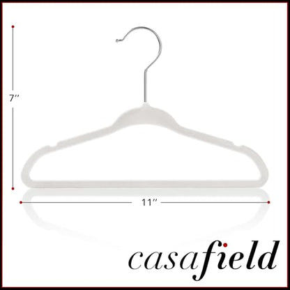 Casafield 50 Velvet Baby Hangers - 11" Size for Infant & Toddler Clothes - Ivory