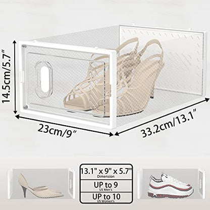 SIMPDIY Shoe Storage, 12 Pack Shoe Organizer for Closet, Shoe Boxes Clear Plastic Stackable Shoe Containers with Lids for Size 10