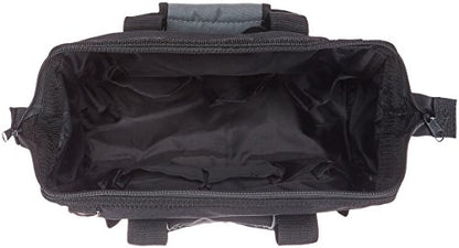 Amazon Basics Durable Wear-Resistant Tool Storage Bag with Adjustable Shoulder Strap, Portable Tool Organizer, 16 Pockets, 12 in, Black & Gray