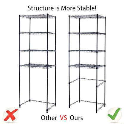 4 Tier Mini Fridge Shelf with Storage for Dorm, Black | Mini Fridge Storage Shelf, Microwave Stand, Adjustable Height Organizer, For Dorm, For Kitchen