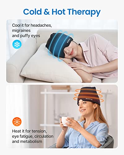 RENPHO Ice Head Wrap Headache Relief Hat with Hot or Cold Therapy, Eye Massager with Heat, Compression, Migraine Relief Cap,