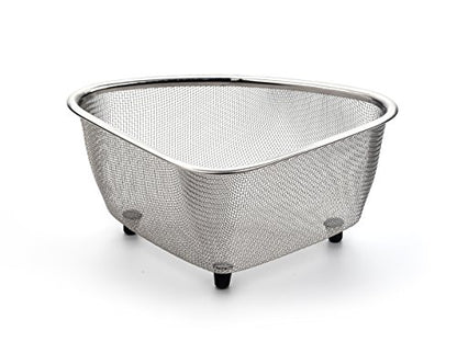 RSVP International Endurance® In-Sink Mesh Colander Strainer Basket, 3 Quart | Organize Sponges, Collect Food Scraps | Dishwasher Safe | Small Corner Basket | Steaming, Draining & Rinsing