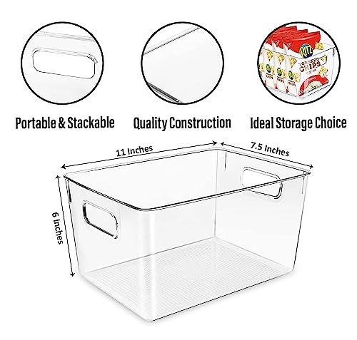 Clear Plastic Storage Bins, Pantry Organizers and Storage or Kitchen Organization and Storage Containers Bins for Organizing, Fridge, Freezer, Bathroom, Pantries, Refrigerator, Cabinet Organizer Bin