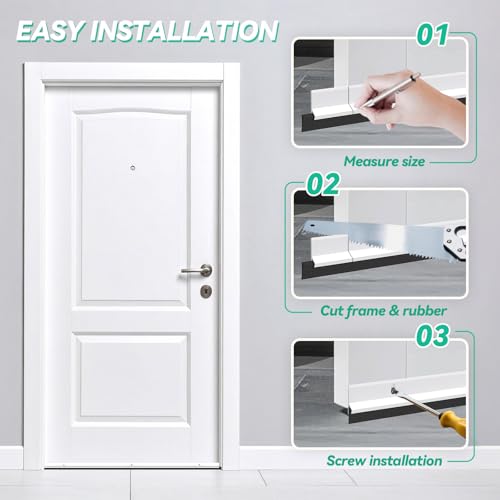 AMZNOVA Door Sweep Door Threshold Sweeper, 36in, White, 2Pack | Sweep Aluminum and Vinyl for Interior & Exterior Bottom, Dust Bug Draft Stopper Storm Weatherproof Aluminum Vinyl Sweeper