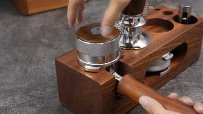 espresso tamping station called Coffee Tamper Station Fit 51 to 54mm Espresso Accessories The tamper holder Or organizer station Adjustable Portafilters Stand Height (7 IN 1)