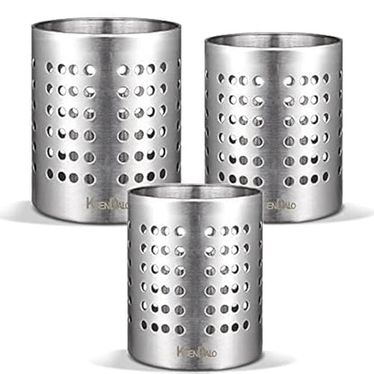 Metal Utensil Holder Set, Small SUS304 Steel Utens... (Silver)