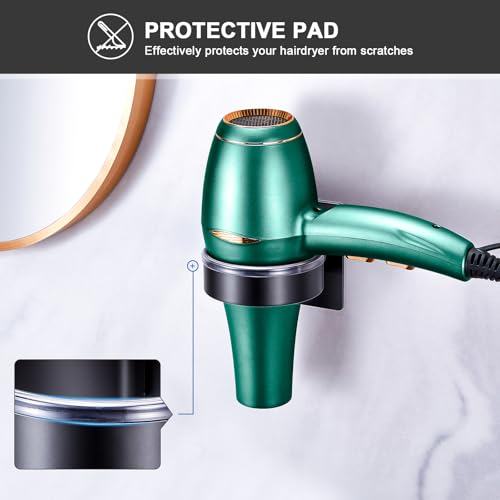 Blow Dryer Holder Wall Mounted, hairdryer holder for bathroom, Blow Dryer Organizer, hair tool organizer wall mount, Adhesive Hair Dryer Storage for Bathroom Barber Shop (Black)