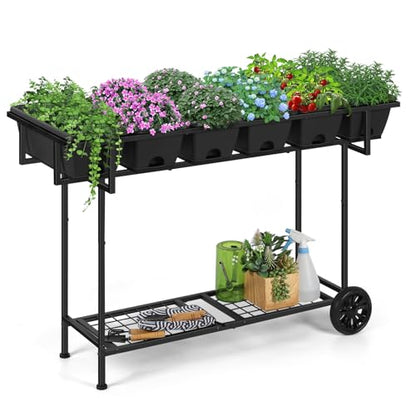 Plastic Raised Garden Bed Outdoor with Legs 43x17x... (Black | Metal, Plastic)