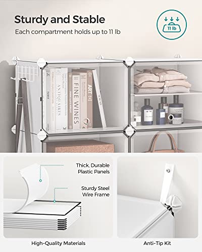 SONGMICS Shoe Rack Organizer, 6-Tier Shoe Storage Cabinet for Closet and Entryway, Holds 24 Pairs of Shoes, Adjustable, Cloud White and Transparent ULPC033W01