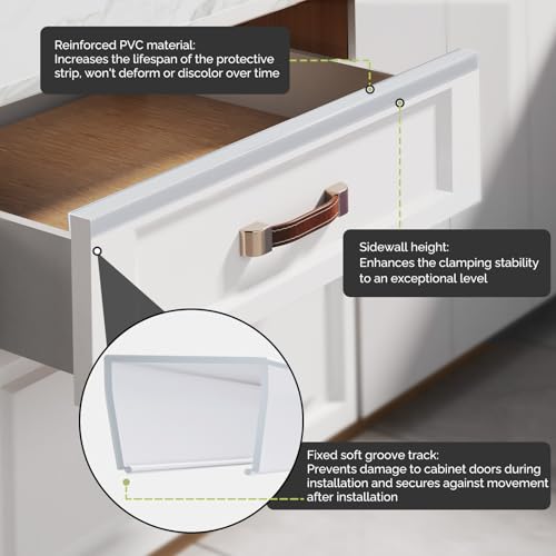 Magicheap 36"Length Cabinet Door Protector, 3/4"Thick, Transparent, 10 PCS | Snugly Fit, Flexible Slip-On, Plastic Cabinet Edge Guard Bumpers, Edge Protectors to Prevent Wear Chipping Discoloration