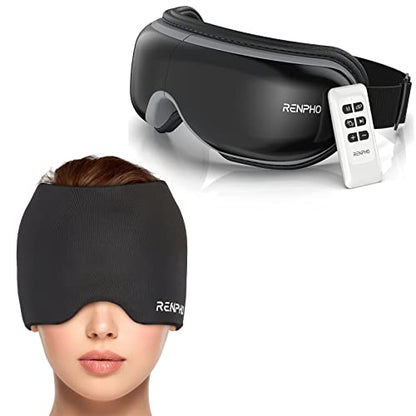 RENPHO Ice Head Wrap Headache Relief Hat with Hot or Cold Therapy, Eye Massager with Heat, Compression, Migraine Relief Cap,