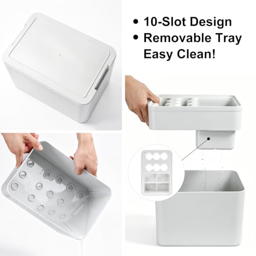 Umbrella Stand Rack Umbrella Holder with Drip Tray for Entryway Corner Home Office Decor Space Saving Organizer Stored 10 Umbrellas, White