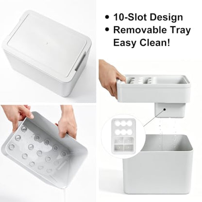 Umbrella Stand Rack Umbrella Holder with Drip Tray for Entryway Corner Home Office Decor Space Saving Organizer Stored 10 Umbrellas, White