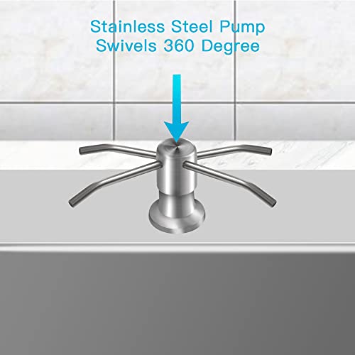 OHiHi Dish Soap Dispenser for Kitchen Sink (Brushed Nickel), Countertop Sink Soap Dispenser Water Pump with 47” No-Spill Extension Tube Kit Design for Kitchen Bathroom, No More Refills （Sliver）