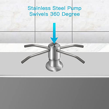 OHiHi Dish Soap Dispenser for Kitchen Sink (Brushed Nickel), Countertop Sink Soap Dispenser Water Pump with 47” No-Spill Extension Tube Kit Design for Kitchen Bathroom, No More Refills （Sliver）