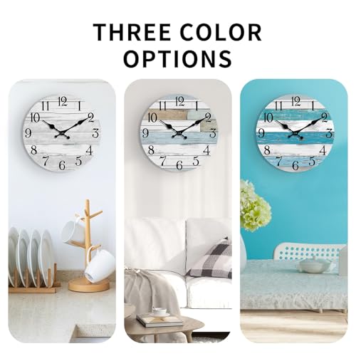 KECYET 12 Inch Wall Clock Battery Operated Silent Non Ticking Coastal | Round analog clock; large easy-read dial for bathroom, kitchen, bedroom & living room; 1 AA battery (not included)