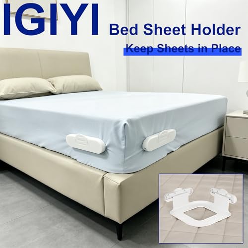 Bed Sheet Holders for Corners, 4 Pcs Lock Fitted Sheet Clips Fastener | Bed Sheet Grippers, Non-slip Heavy Duty Holder to Keep Sheets Tight, Fit Mattress Twin Full Queen King Size Beds Easy Install