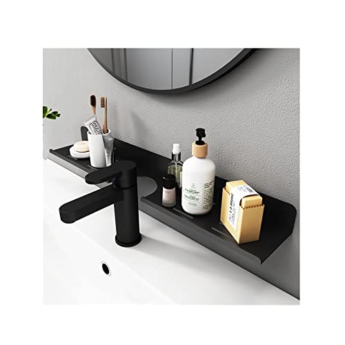 ROYALITA 17 Inch Acrylic Bathroom Shelf Organizer Over The Faucet | Bathroom Sink Rack Over The Sink Shelf, Countertop Organizer Kitchen Above Faucet, Black