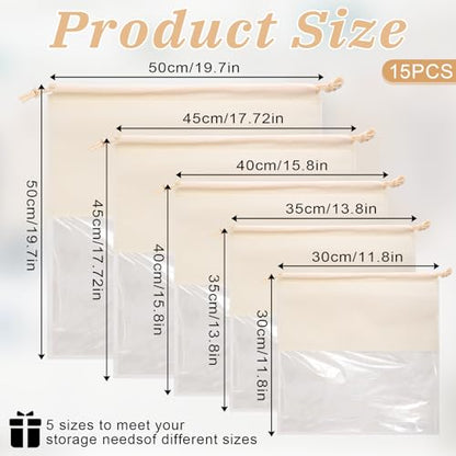 12 Pcs Dustproof Drawstring Bags for Handbags, Purse Dust Bags Non Woven Fabric Cloth Pouch Packing Organizer for Travel Dust Storage Bags Covers String Packing Organizer