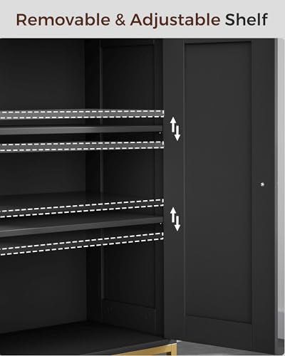Bathroom Storage Cabinet, Freestanding Floor Cabinet, Black | Bathroom Organizers and Storage, Adjustable Shelves, Small Cabinet for Bathroom Living Room Laundry Room
