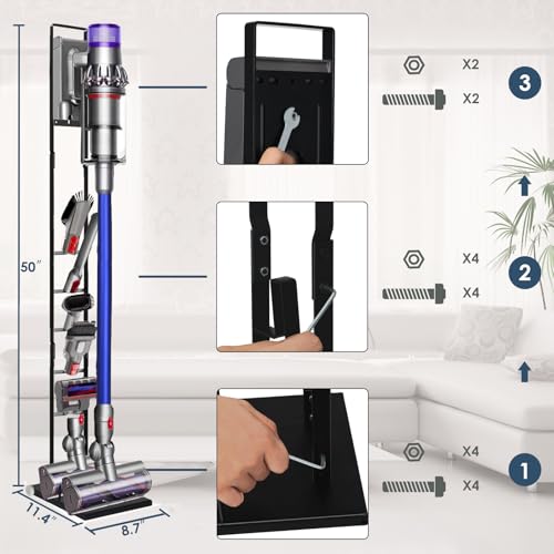 Lasvea Vacuum Stand Compatible with V15 V11 V10 V9 V8 V7 V6 with Wheels,Heavy Base Metal Bracket Holder, Storage Bracket Stand for Cordless Vacuum Cleaners & Accessories & Attachments