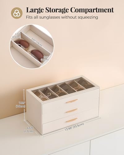 Lolalet Sunglasses Organizer Case for Women, Eyeglass Storage Holder | Display Box with Clear Top Lid, Mothers Day Gifts
