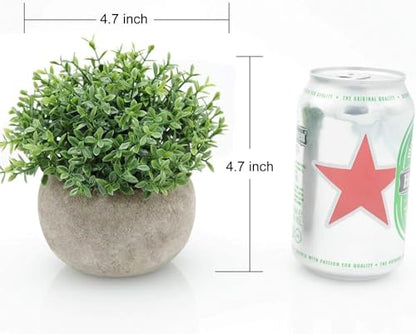 Mini Sage Green Potted Boxwood Topiary Artificial Plants for Home Decor Indoor, Farmhouse House Plant Office Small Desk Shelf Apartment Coffee Bar Bathroom Decor Guest Room, Small Fake Plant