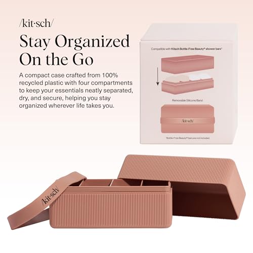 Kitsch 4-Compartment Travel Soap Case – TSA-Approved Bar Soap Holder | Travel Organizer, Bar Soap Case - Lightweight, Durable, Leak-Proof, Made from Recycled Plastic – Terracotta