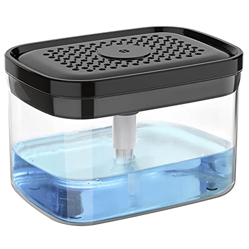 Dish Soap Dispenser with Sponge Holder for Kitchen... (Black | Plastic)