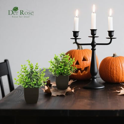 Der Rose 4 Pack Black Bathroom Decor Small Fake Plants, Halloween Decor | Realistic faux plants, gothic black accent style, for shelf desk office farmhouse table and Halloween fall home decor