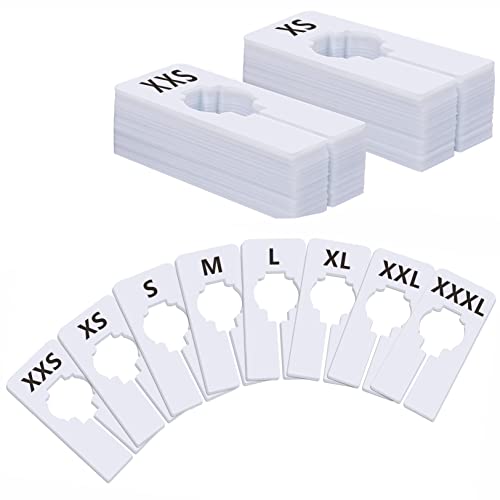 40 Pack Rectangular White Plastic Clothing Size Cl... (40 Count | White/Printed)