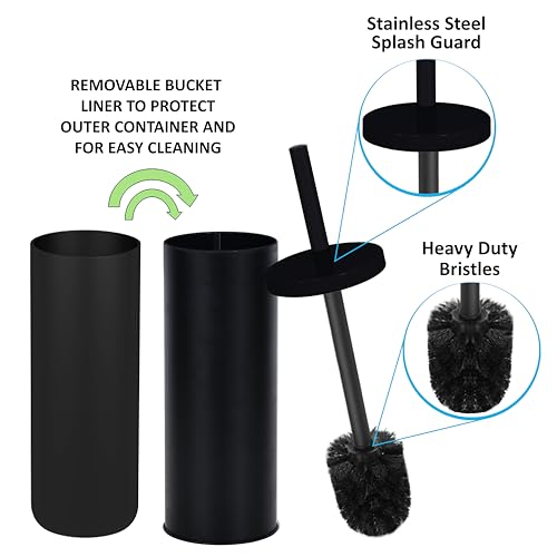 Deep & Sturdy Toilet Bowl Brush with Holder - Durable Scrubbing - Toilet Cleaners - Household Essentials - Silicone Brush - Bathroom Cleaner - Cleaning Supplies - Household Supplies, Matte Black