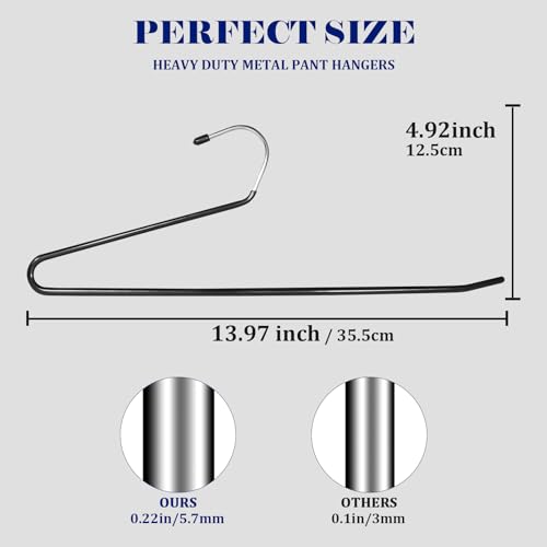 Pants Hangers-24 Pack Non-Slip Open-End Pants Hangers with Rubber Coating, Space-Saving Heavy-Duty Metal Hanger (24, Black)