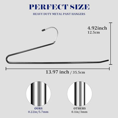 Pants Hangers-24 Pack Non-Slip Open-End Pants Hangers with Rubber Coating, Space-Saving Heavy-Duty Metal Hanger (24, Black)
