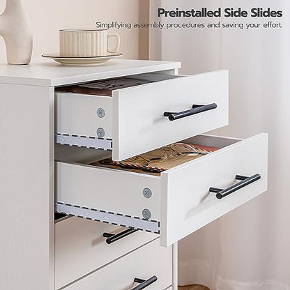 HOOBRO 7-Drawer File Cabinet, Wooden Office Cabinet with Drawers, Mobile Storage Filing Drawer for Home Office, Study, Easy Assembly, White WT07WJ01