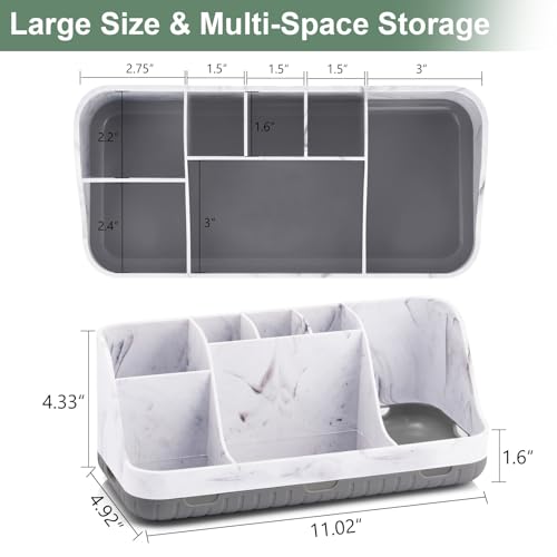 Marble Bathroom Countertop Organizer - Detachable... (Marble Grey | Plastic)