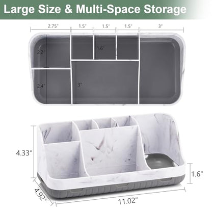 Marble Bathroom Countertop Organizer - Detachable... (Marble Grey | Plastic)