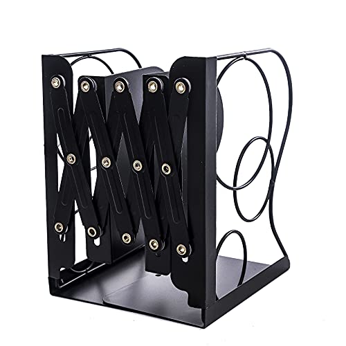 Adjustable Bookends Metal Book Ends for Heavy Book... (Black-round | Iron, Metal)