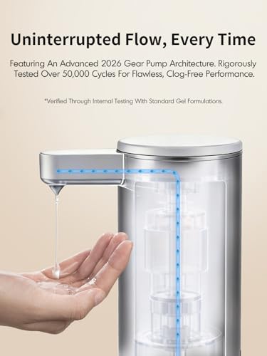 Automatic Liquid Soap Dispenser Touchless: Stainless Steel Hand Soap Dispenser Auto - Free Touch Electric Soap Dispenser Rechargeable with Sensor for Kitchen, Bathroom, Commercial (Silver)