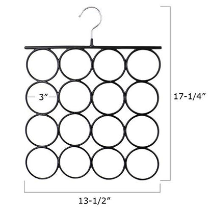 Tosnail 3 Pack Total 48 Rings Steel Non-Slip Tie Hanger Scarf Hangers Scarf Organizer Scarf Holder Legging Hanger Closet Space Saver