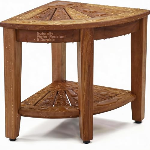 Kai Corner 15.5" Teak Shower Bench (Brown | Teak Wood)