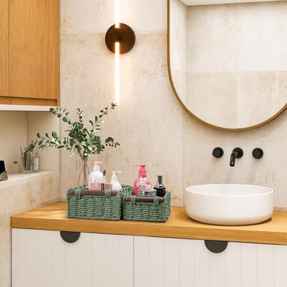 Storage Basket Wicker Baskets for Organizing Toilet Paper Storage Basket for Toilet Tank Top,Green