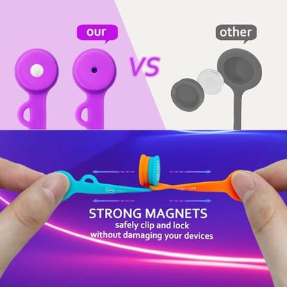 Cable Cord Organizer Magnetic Cord Organizers Twist Tie Magnet Clips Cord Wrap Keepers For Charging Cord Headphone Cord Holder Silicone Cable Strap Appliance Fridge Bookmark Whiteboard Keychain 14PACK