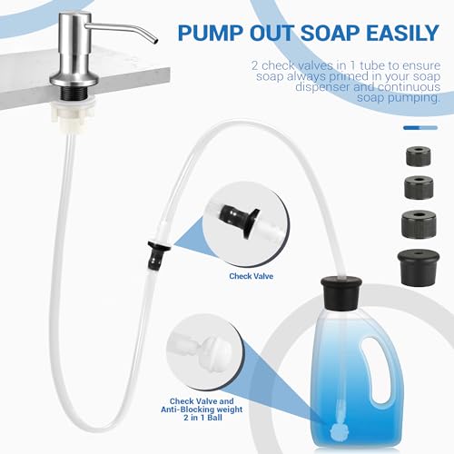 Yofidra Sink Soap Dispenser Extension Kit: Under Sink Dish Soap Dispenser with 47" Tube Hose and Check Valve for Prevent Backflow Countertop Kitchen Sink Accessories