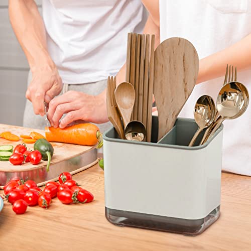 Utensil Holder Cutlery Drainer Sink Caddy, Chopsti... (Grey | Plastic)