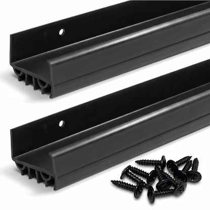 Door Sweep for Bottom of Door, Exterior Door Seal 36”, Fits Standard 1-3/4” Doors, Adjustable Fit, Blocks Draft, Noise, Dust & Bugs, Heavy Duty uPVC, Easy Install with Screws (2, Black)