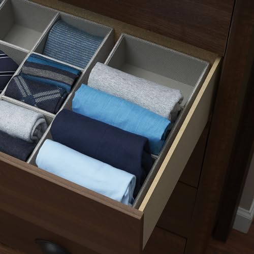 Household Essentials Grey 727-1 Deep 3 Section Drawer Organizer Box for Storage | 12 in x 6.13 in x 3.13