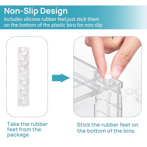 Vtopmart Clear Stackable Storage Drawers, 4 Pack Kitchen Cabinet Set | Medium and Small Pull-Out PET Drawers with Stackable Design for Kitchen Cabinets, Pantry, Under Sink, Medicine