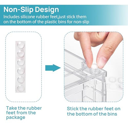 Vtopmart Clear Stackable Storage Drawers, 4 Pack Kitchen Cabinet Set | Medium and Small Pull-Out PET Drawers with Stackable Design for Kitchen Cabinets, Pantry, Under Sink, Medicine