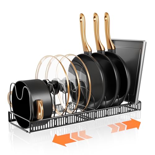 Pots and Pans Organizer Rack for Under Cabinet Exp... (black | Metal)